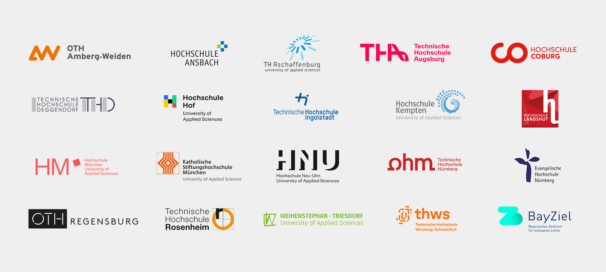 Logos aller bayerischen Hochschulen, die bei bayern-weit.de gelistet sind.